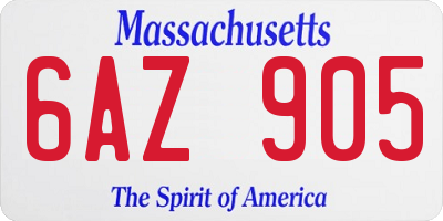 MA license plate 6AZ905