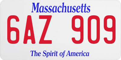 MA license plate 6AZ909