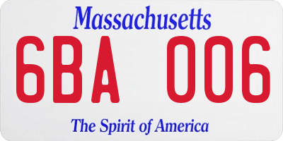 MA license plate 6BA006
