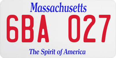 MA license plate 6BA027