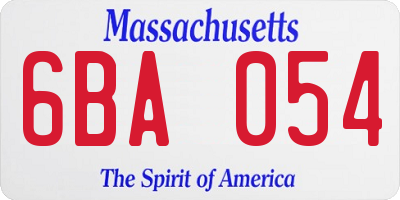 MA license plate 6BA054