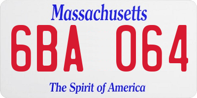 MA license plate 6BA064
