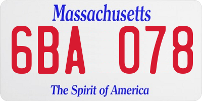 MA license plate 6BA078