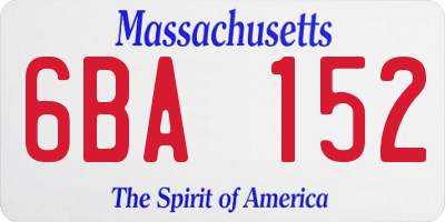 MA license plate 6BA152