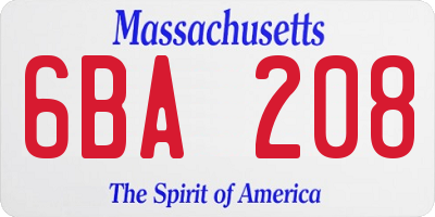MA license plate 6BA208