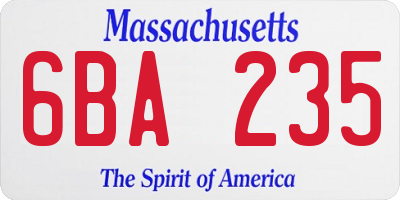 MA license plate 6BA235