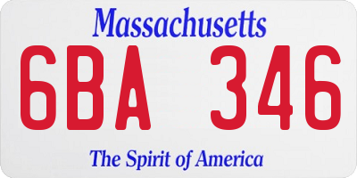 MA license plate 6BA346
