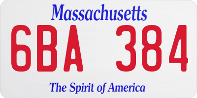 MA license plate 6BA384