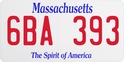 MA license plate 6BA393