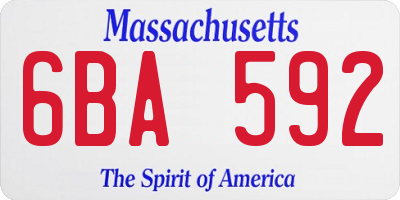 MA license plate 6BA592