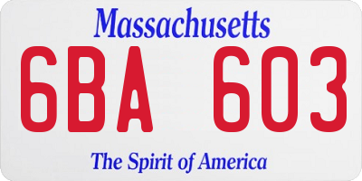 MA license plate 6BA603