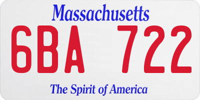 MA license plate 6BA722