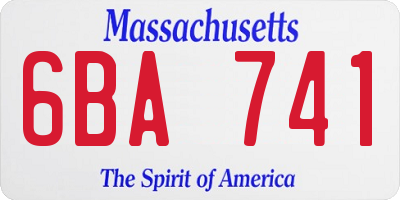 MA license plate 6BA741