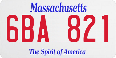 MA license plate 6BA821