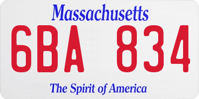MA license plate 6BA834