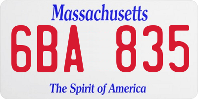MA license plate 6BA835