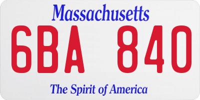 MA license plate 6BA840