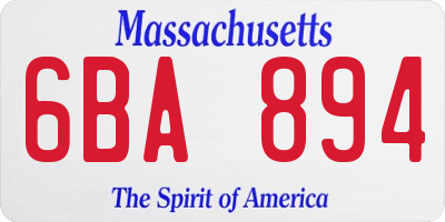 MA license plate 6BA894