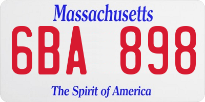 MA license plate 6BA898