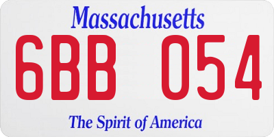 MA license plate 6BB054