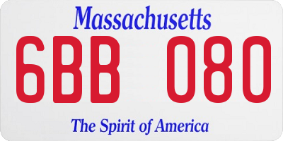 MA license plate 6BB080