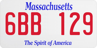 MA license plate 6BB129