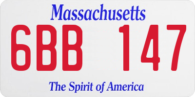 MA license plate 6BB147