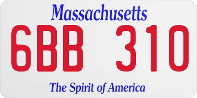 MA license plate 6BB310