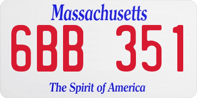 MA license plate 6BB351
