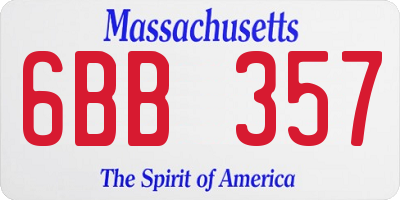 MA license plate 6BB357