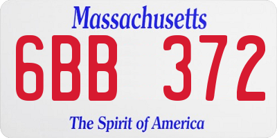 MA license plate 6BB372
