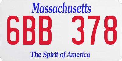 MA license plate 6BB378