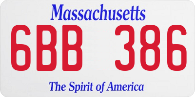 MA license plate 6BB386