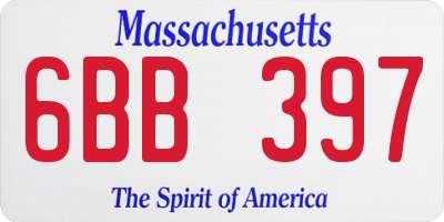 MA license plate 6BB397