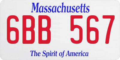 MA license plate 6BB567