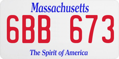 MA license plate 6BB673