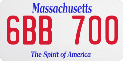 MA license plate 6BB700