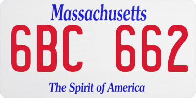 MA license plate 6BC662