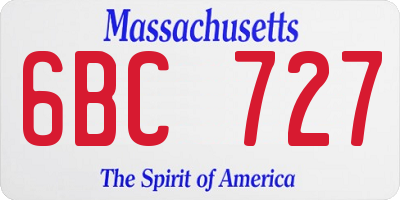 MA license plate 6BC727