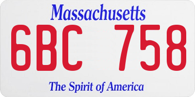 MA license plate 6BC758