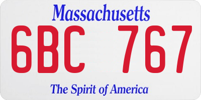 MA license plate 6BC767