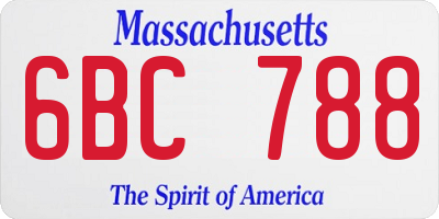 MA license plate 6BC788