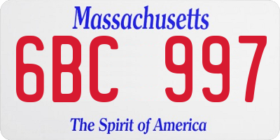 MA license plate 6BC997