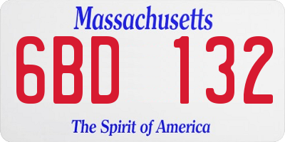 MA license plate 6BD132