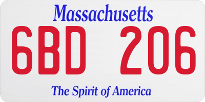 MA license plate 6BD206