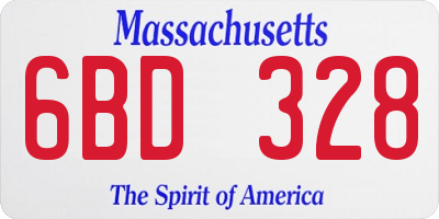 MA license plate 6BD328