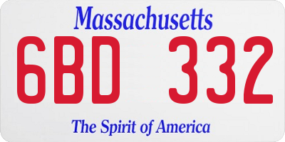 MA license plate 6BD332
