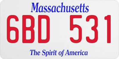 MA license plate 6BD531