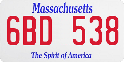 MA license plate 6BD538