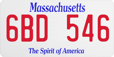 MA license plate 6BD546